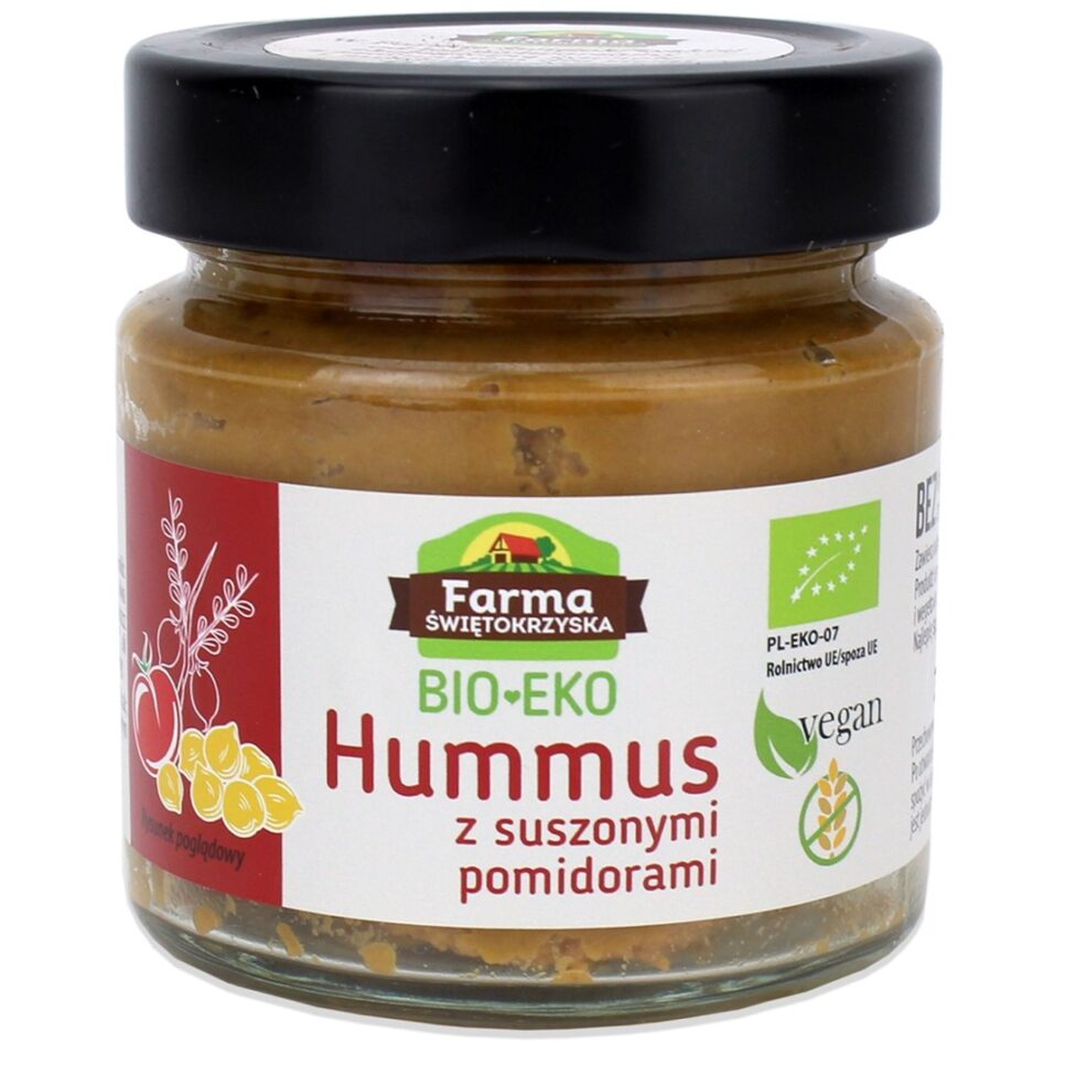 HUMMUS Z SUSZONYMI POMIDORAMI BEZGLUTENOWY BIO 160 g - FARMA ŚWIĘTOKRZYSKA