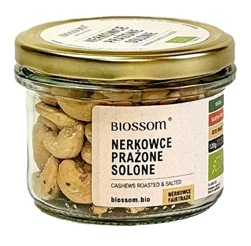 ORZECHY NERKOWCA PRAŻONE I SOLONE FAIR TRADE BEZGLUTENOWE BIO 120 g - BIOSSOM