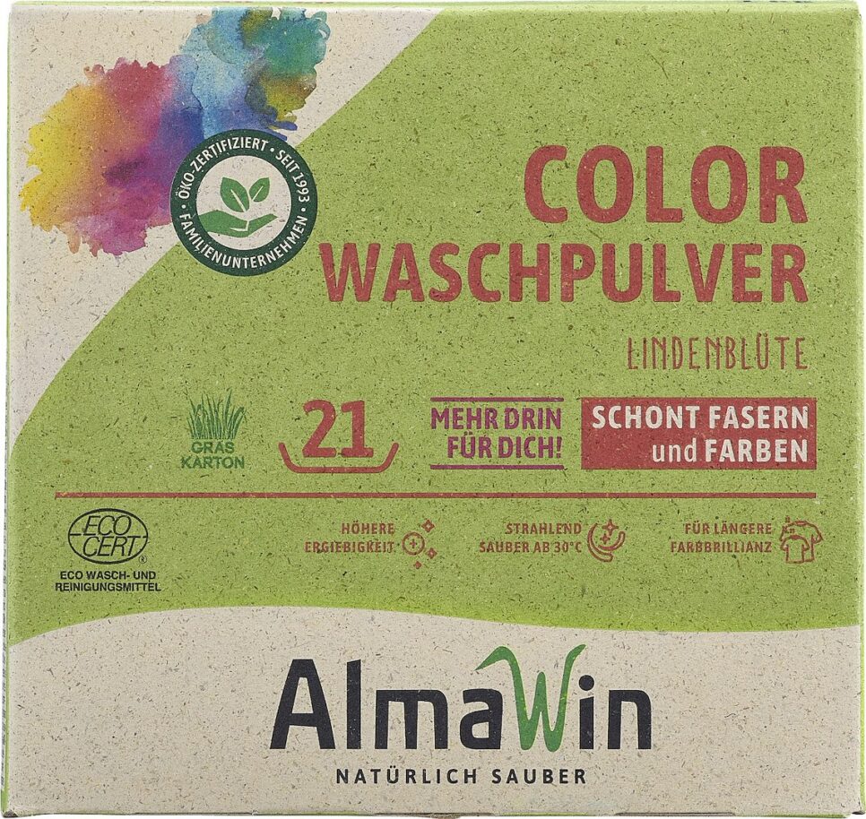 PROSZEK DO PRANIA KOLOROWYCH UBRAŃ KWIAT LIPY ECO 1 kg (21 PRAŃ) - ALMAWIN